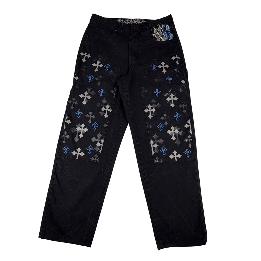 Ninth Hall Ambush Gothic Cross Double Knee Pants Sz 30x30 Black Streetwear